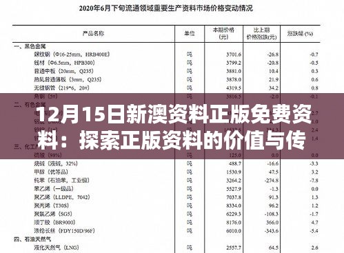 12月15日新澳資料正版免費(fèi)資料：探索正版資料的價(jià)值與傳播