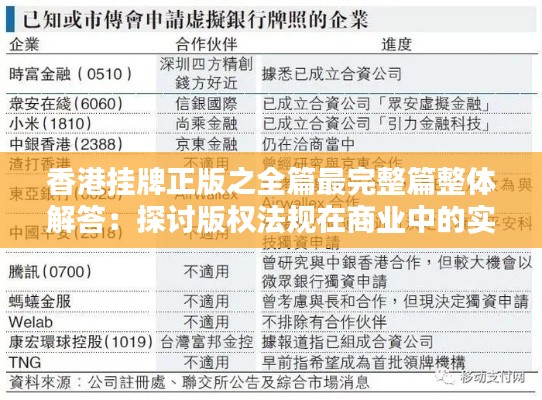 香港掛牌正版之全篇最完整篇整體解答：探討版權(quán)法規(guī)在商業(yè)中的實(shí)踐與挑戰(zhàn)