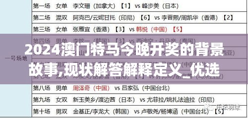 2024澳門特馬今晚開獎的背景故事,現(xiàn)狀解答解釋定義_優(yōu)選版4.283