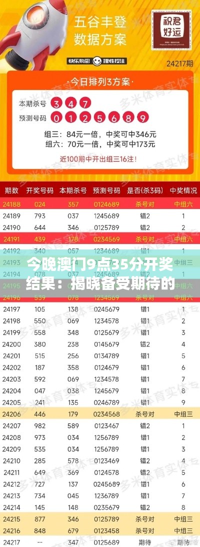 今晚澳門9點35分開獎結(jié)果：揭曉備受期待的幸運得主