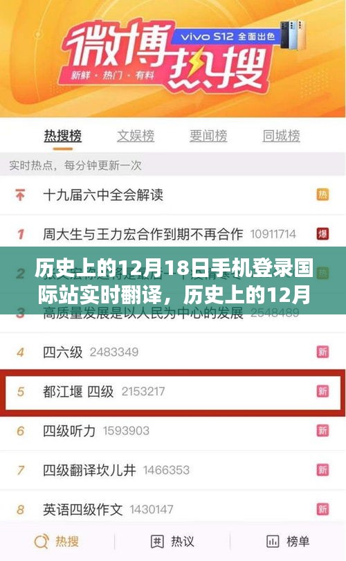 手機(jī)登錄國際站實時翻譯之旅，歷史上的12月18日回顧與實時翻譯之旅紀(jì)實