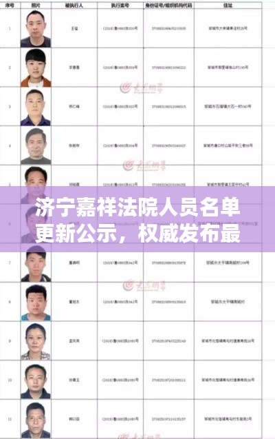 濟(jì)寧嘉祥法院人員名單更新公示，權(quán)威發(fā)布最新名單