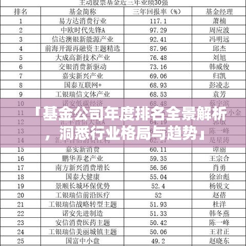 「基金公司年度排名全景解析，洞悉行業(yè)格局與趨勢」