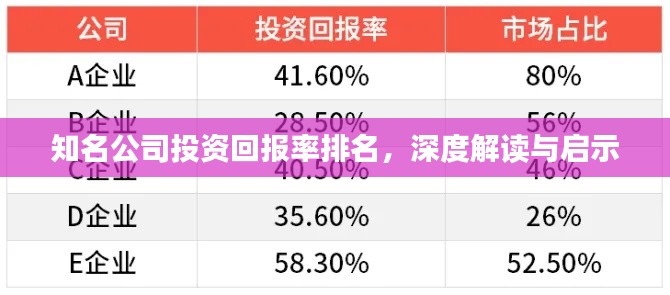 知名公司投資回報率排名，深度解讀與啟示