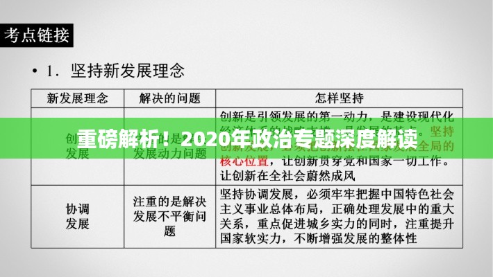 重磅解析！2020年政治專題深度解讀