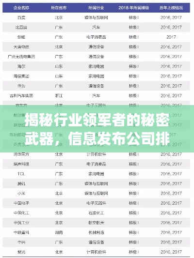揭秘行業(yè)領(lǐng)軍者的秘密武器，信息發(fā)布公司排名榜單重磅出爐！